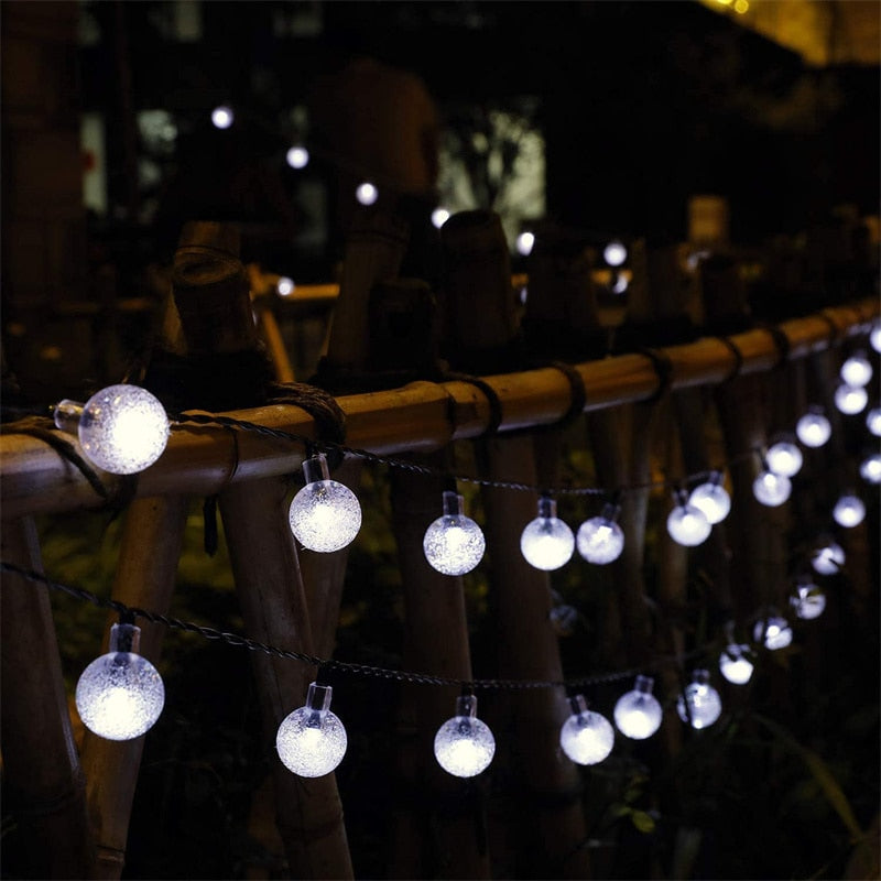 Solar String Lights Outdoor 60 Led Crystal Globe Lights with 8 Modes Waterproof Solar Powered Patio Light for Garden Party Decor