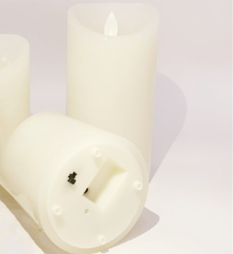 USB Rechargeable Flameless Electric Led Candle Dancing Moving wick Pillar Paraffin Candles Light Home Wedding Table Decoration