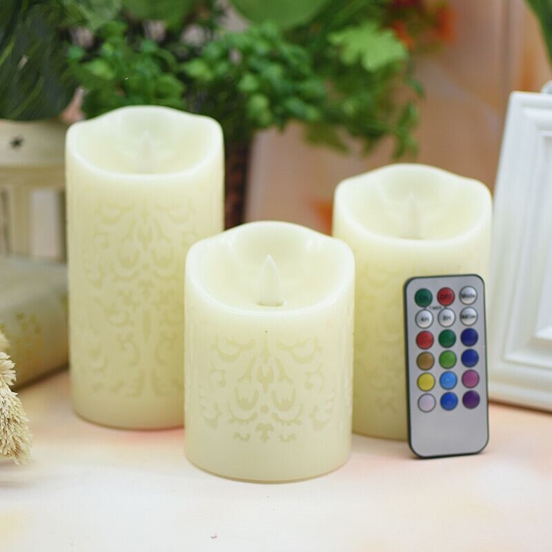 Set of 3 Color Changing LED Pillar Candles