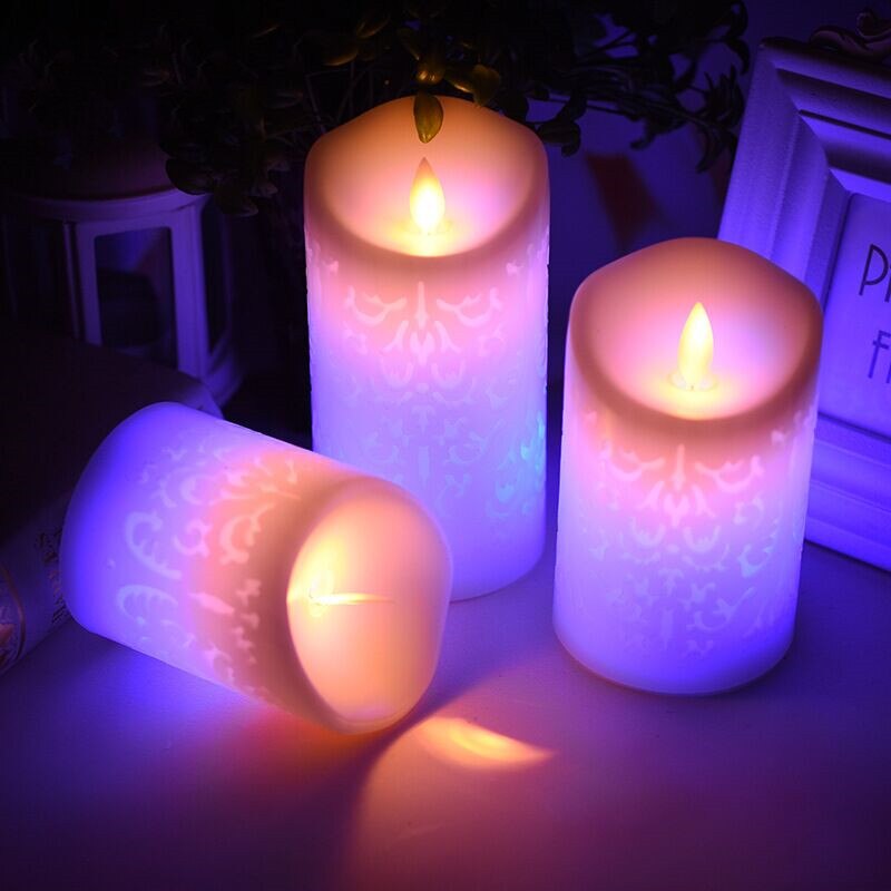 Set of 3 Color Changing LED Pillar Candles