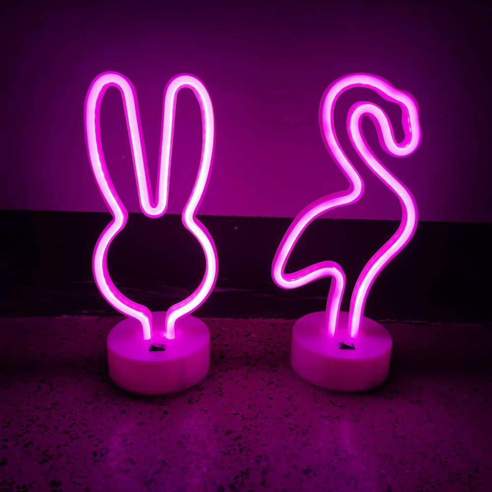 PINK LED NEON Flamingo & Bunny Signs