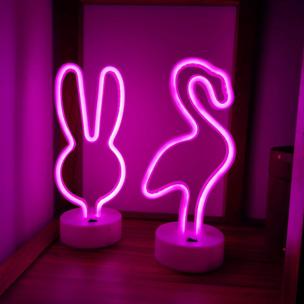 PINK LED NEON Flamingo & Bunny Signs