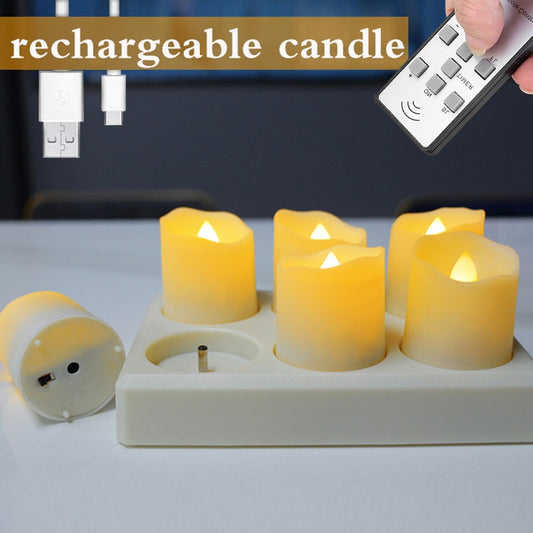 USB Rechargeable Candles LED Candles With Flickering Flame & Timer Remote Control For Home Wedding Halloween Decorative Tealight