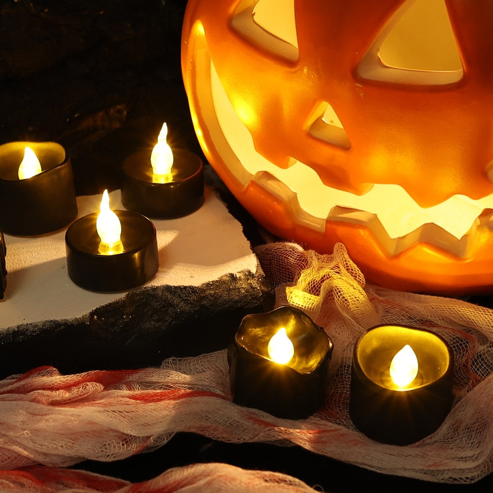 Halloween Black LED Candle Tea Lights