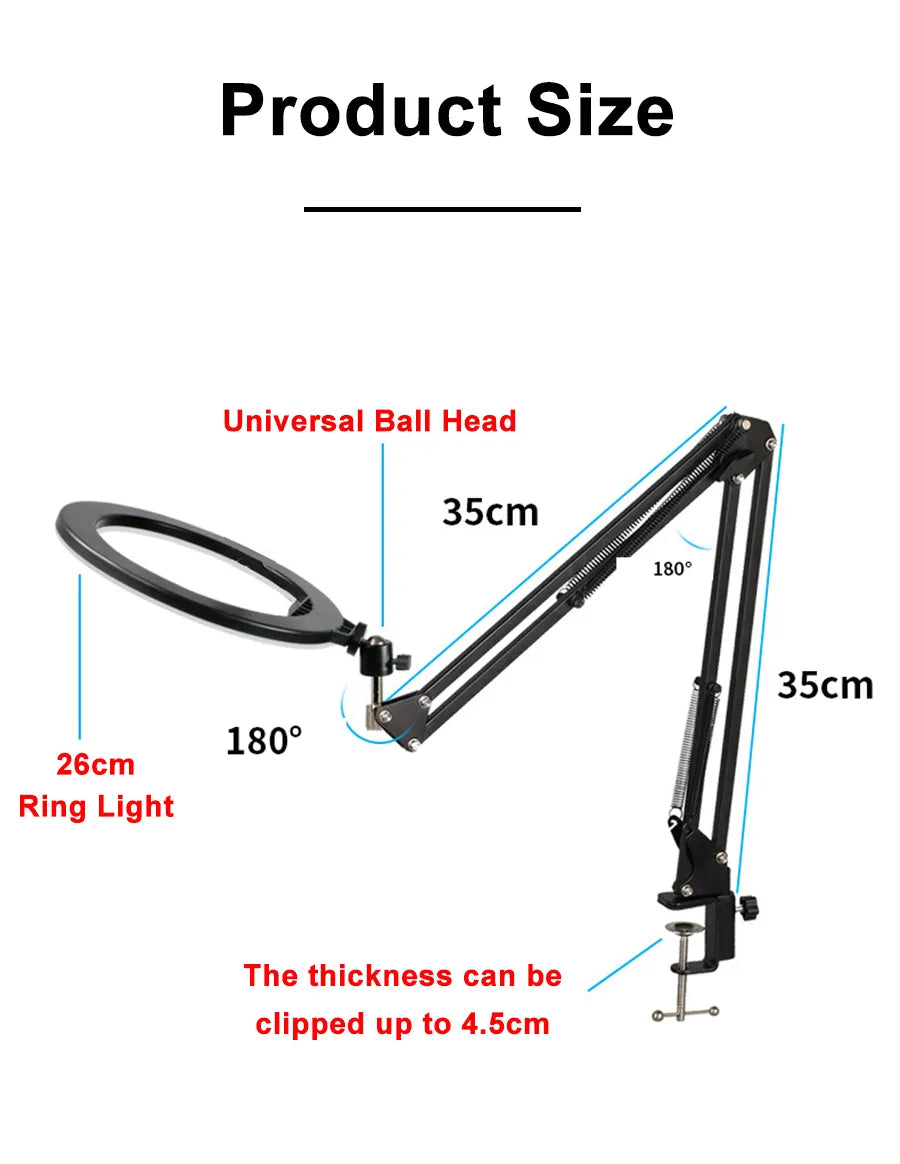 Long Arm Ring Light Phone Holder